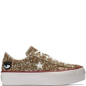 Converse Chiara Ferragni One Star Platform Low Top Gold Glitter Great Co…